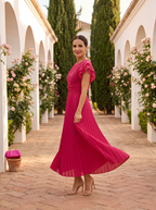 Rosa™ | Elegant Pleated Midi Dress
