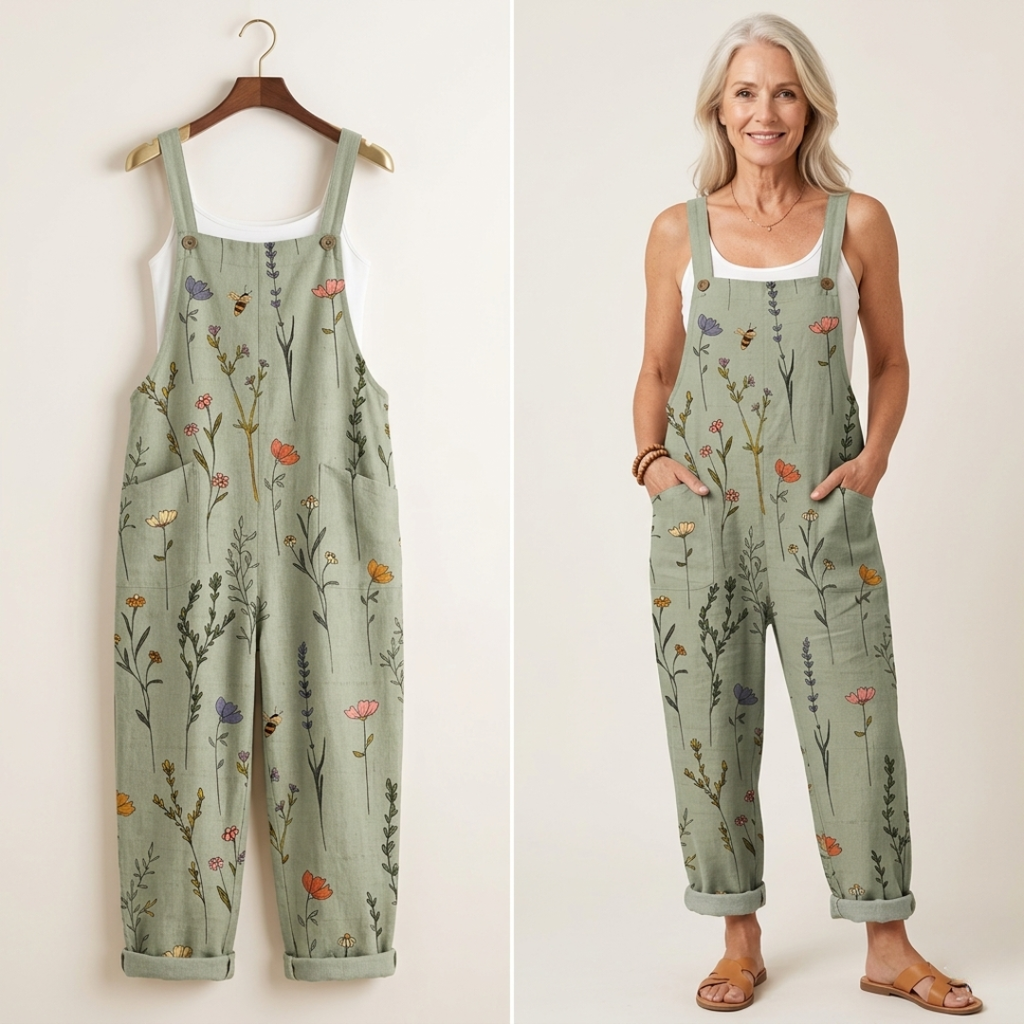 Comfortable Printed Overalls