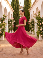 Rosa™ | Elegant Pleated Midi Dress