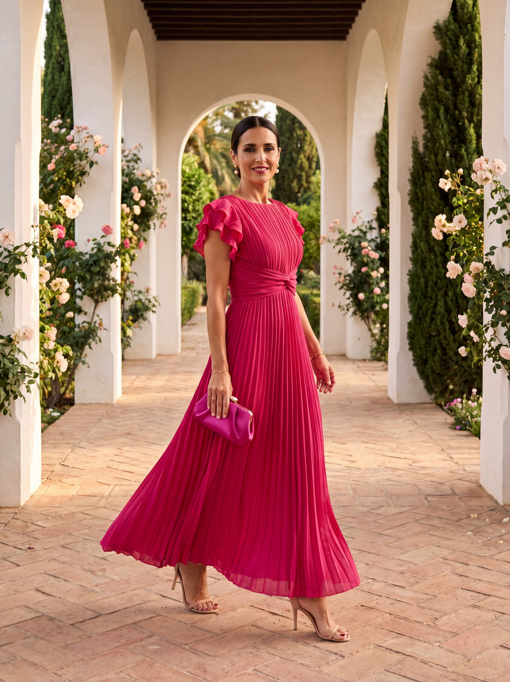 Rosa™ | Elegant Pleated Midi Dress