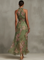 Livia - Elegant Floral Maxi Halter Dress